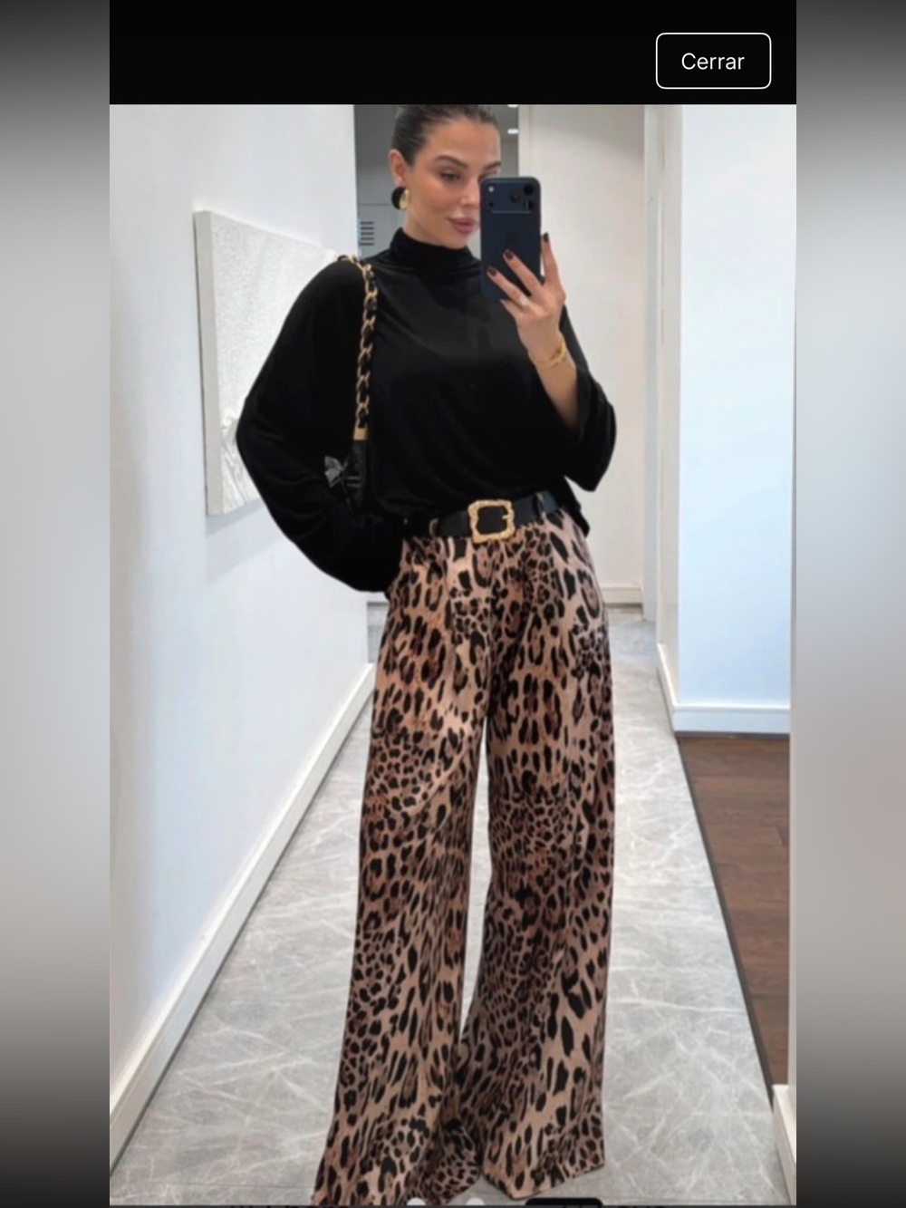 Zara Leopard-Print Wide-Leg Pants in Brown and Black - Picture 5 of 6